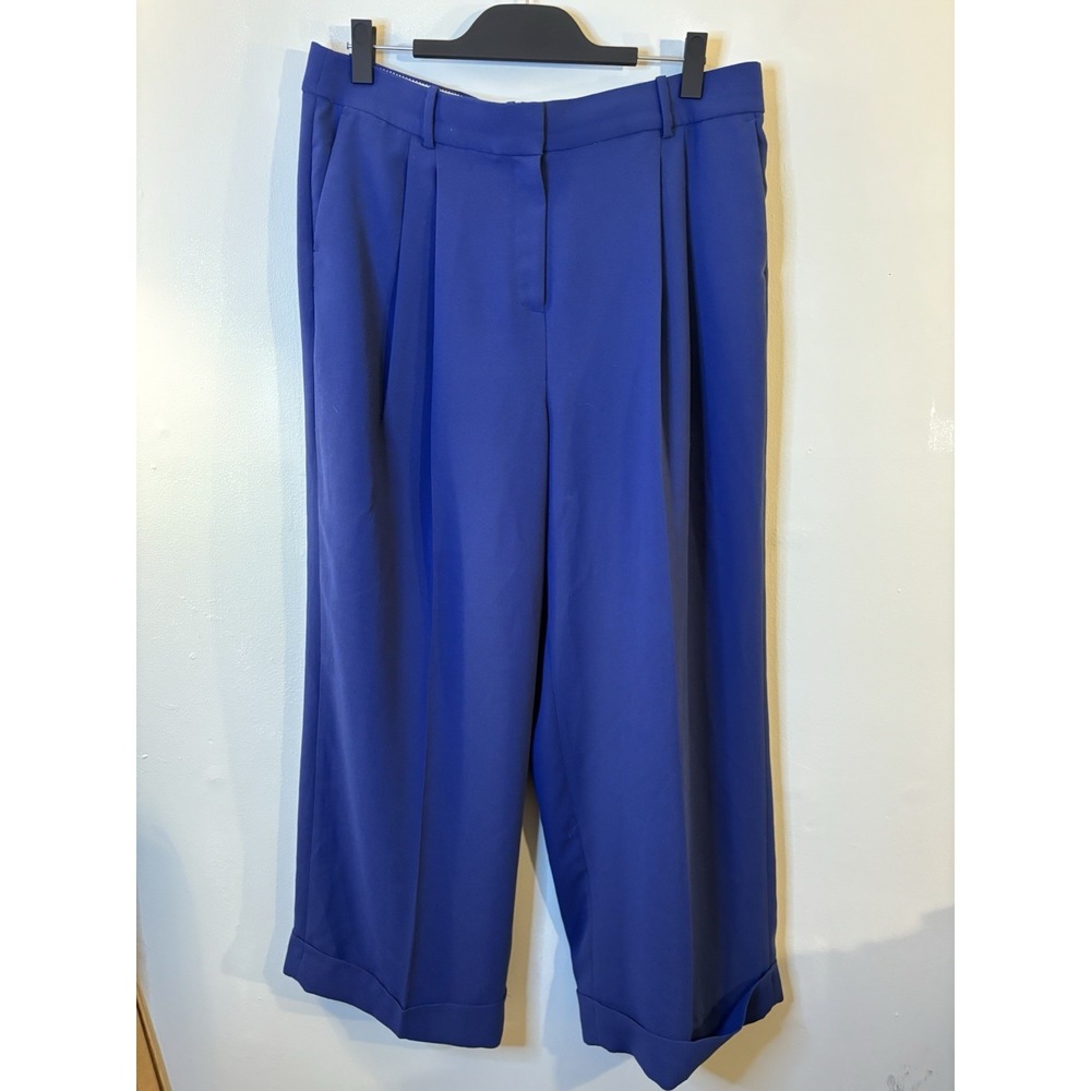 J CREW Essential Wide Leg Pants Blue City Crepe 14‎ Career Office